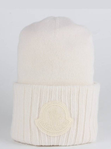 Women s Beige Wool Logo Beanie OS - MONCLER - BALAAN 1