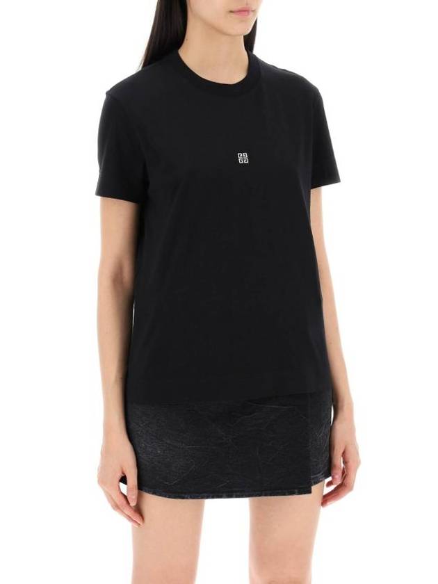 Embroidered Logo Cotton Short Sleeve T-Shirt Black - GIVENCHY - BALAAN 3