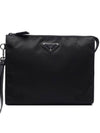 Re-Nylon Zipper Clutch Bag Black - PRADA - BALAAN 3