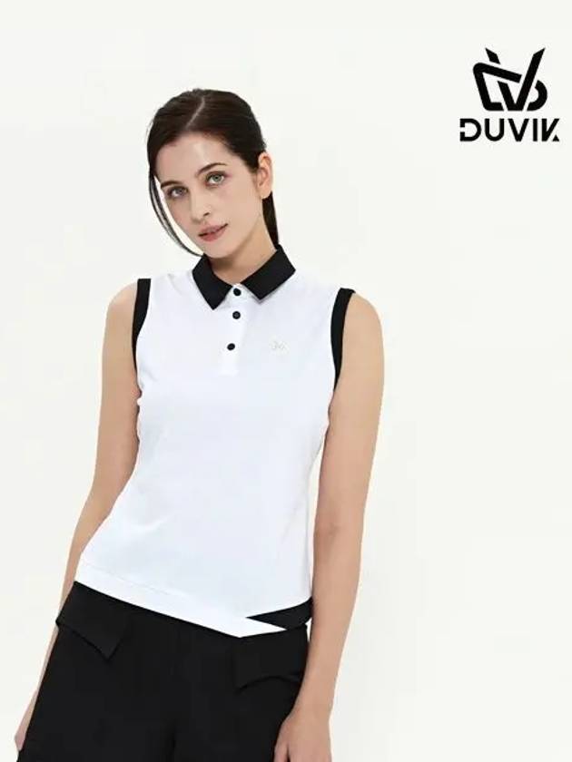 color matching point sleeveless collar t-shirt DD2WTS109WH - DUVIK - BALAAN 3