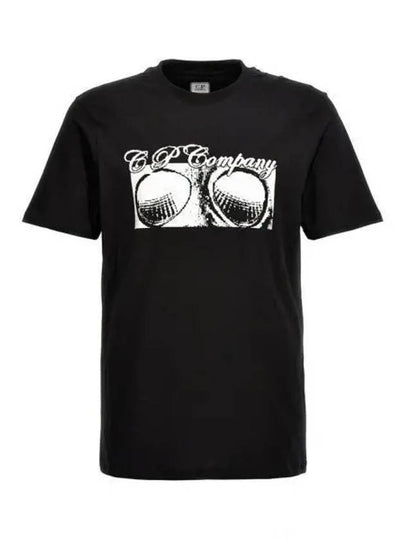 Print Cotton Short Sleeve T-Shirt Black - CP COMPANY - BALAAN 2