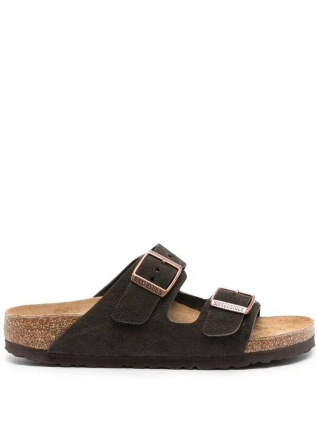 Arizona Suede Slider Slippers Dark Brown - BIRKENSTOCK - BALAAN 1