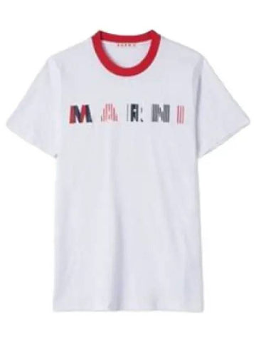 Striped logo print short sleeve t shirt white - MARNI - BALAAN 1