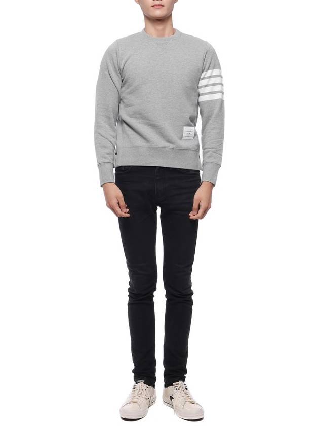 4 Bar Loopback Jersey Sweatshirt Light Grey - THOM BROWNE - BALAAN 4