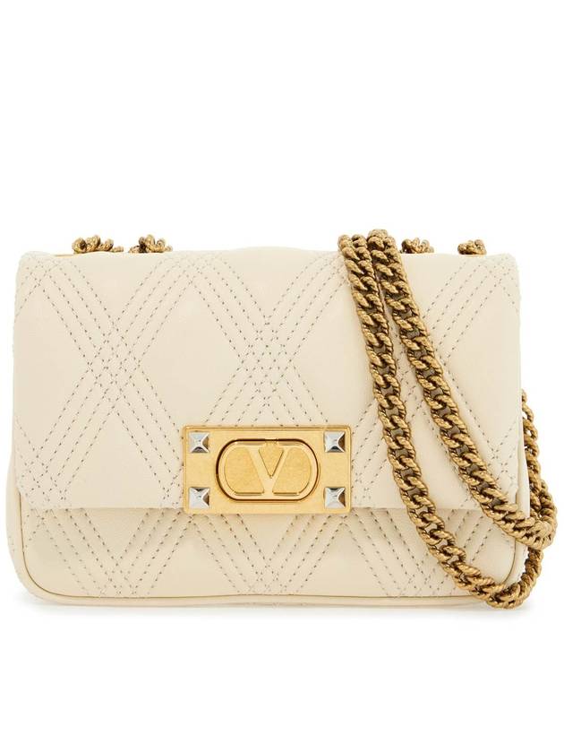 small shoulder bag in leather with golden chain butter white - VALENTINO - BALAAN 1