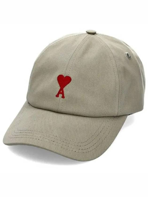 Embroidered Heart Logo Ball Cap Beige - AMI - BALAAN 2