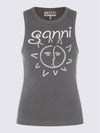 Sun Graphic Print Ribbed Sleeveless Grey - GANNI - BALAAN 3