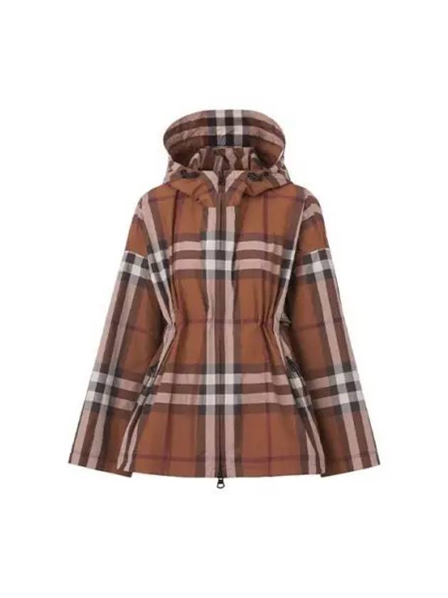 Check Hooded Jacket Dark Birch Brown - BURBERRY - BALAAN 2