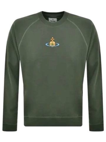 Embroidered Logo Cotton Sweatshirt Green - VIVIENNE WESTWOOD - BALAAN 1