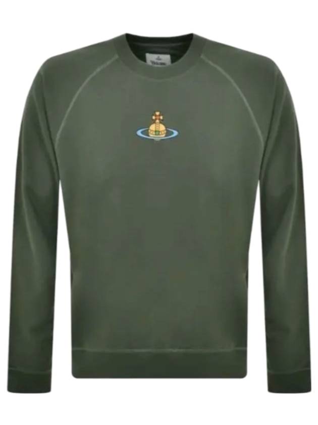 Embroidered Logo Cotton Sweatshirt Green - VIVIENNE WESTWOOD - BALAAN 1