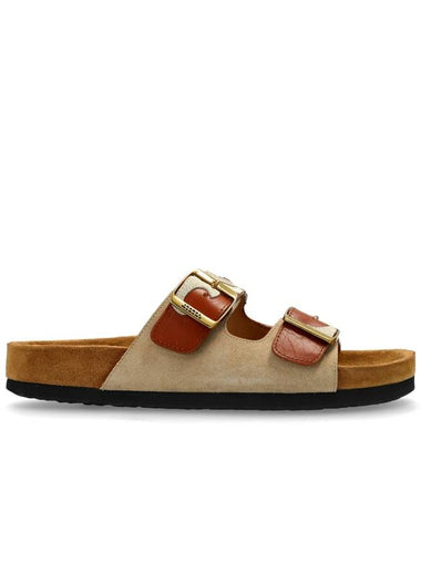 Isabel Marant Leather Slides Lelik, Women's, Beige - ISABEL MARANT - BALAAN 1