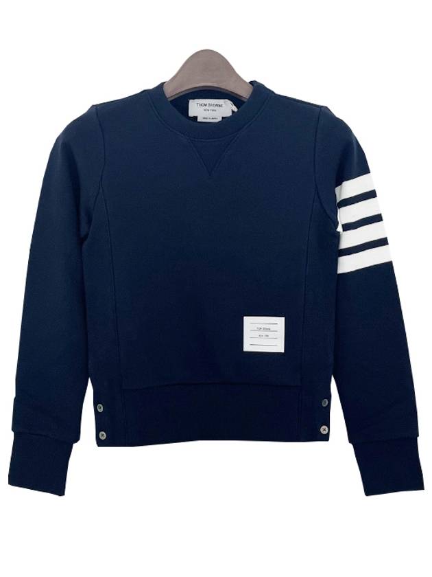 Engineered 4 Bar Stripe Loopback Jersey Knit Crewneck Sweatshirt Navy - THOM BROWNE - BALAAN 3