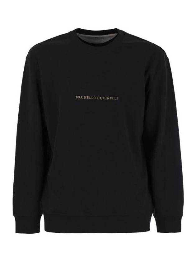 Embroidered Logo Sweatshirt Black - BRUNELLO CUCINELLI - BALAAN 1