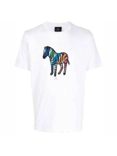 Rainbow Zebra Short Sleeve T-Shirt White - PAUL SMITH - BALAAN 1