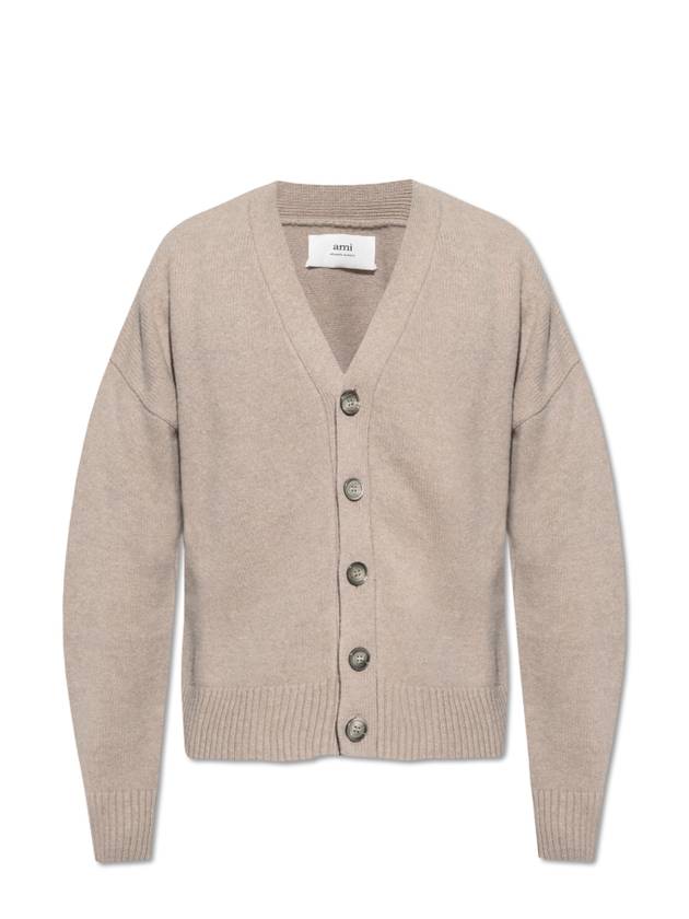 Wool Cashmere Cardigan Beige - AMI - BALAAN 2