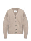 Wool Cashmere Cardigan Beige - AMI - BALAAN 1