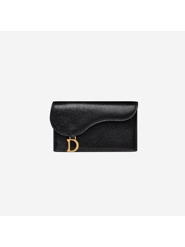 Saddle Cosmos Compact Zipper Goatskin Flap Card Wallet Black - DIOR - BALAAN 1