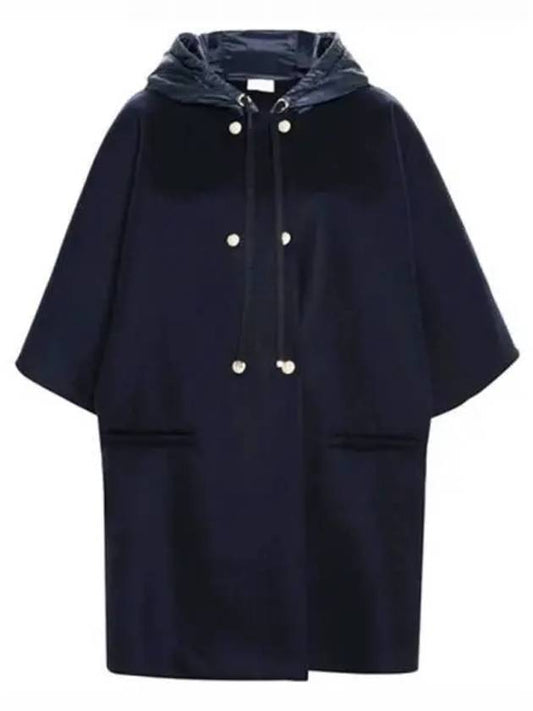 3G00010 0U319 778 Logo Patch Hooded Double Button Cape Navy Women s Jacket TJ 271768 - MONCLER - BALAAN 1