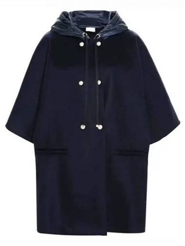 Logo patch hood double button cape navy women s jacket 270528 - MONCLER - BALAAN 1