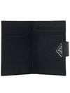 Triangle Logo Saffiano Flap Card Wallet Black - PRADA - BALAAN 11