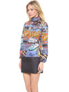 J.W. Anderson Multicolor Print Ruched Neck Top - JW ANDERSON - BALAAN 7