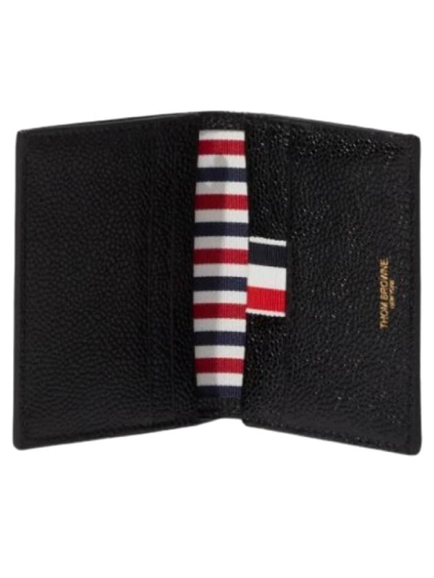 Pebble Grained Leather Double Card Wallet Black - THOM BROWNE - BALAAN 3