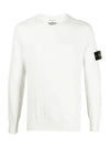 Men's Wappen Patch Crew Neck Knit Top White - STONE ISLAND - BALAAN 2