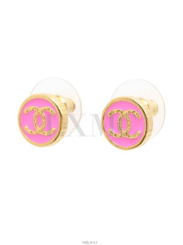 Pink Gold Coco Button Round Circle Earrings ABC830 Coin CC - CHANEL - BALAAN 2