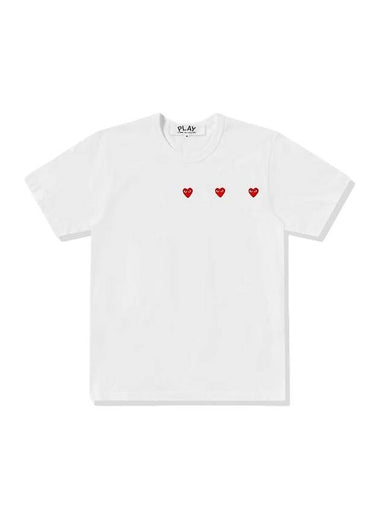 3 heart patch short sleeve t shirt white - COMME DES GARCONS PLAY - BALAAN 1