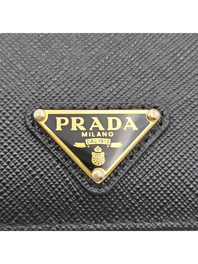 Prada 1MV204 Black Saffiano Leather Gold Plated Metal Logo Flap Bicycle Wallet - PRADA - BALAAN 5