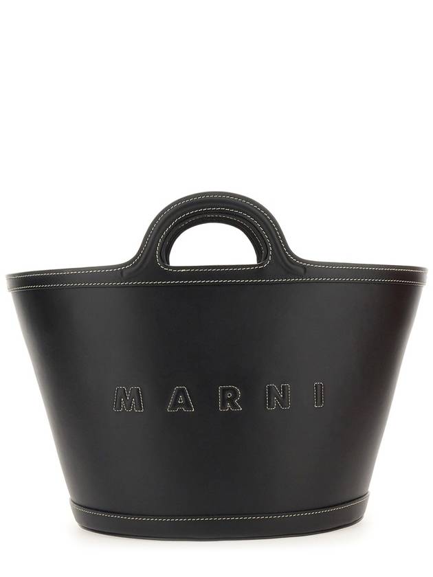 Tropicalia Small Leather Tote Bag Black - MARNI - BALAAN 2