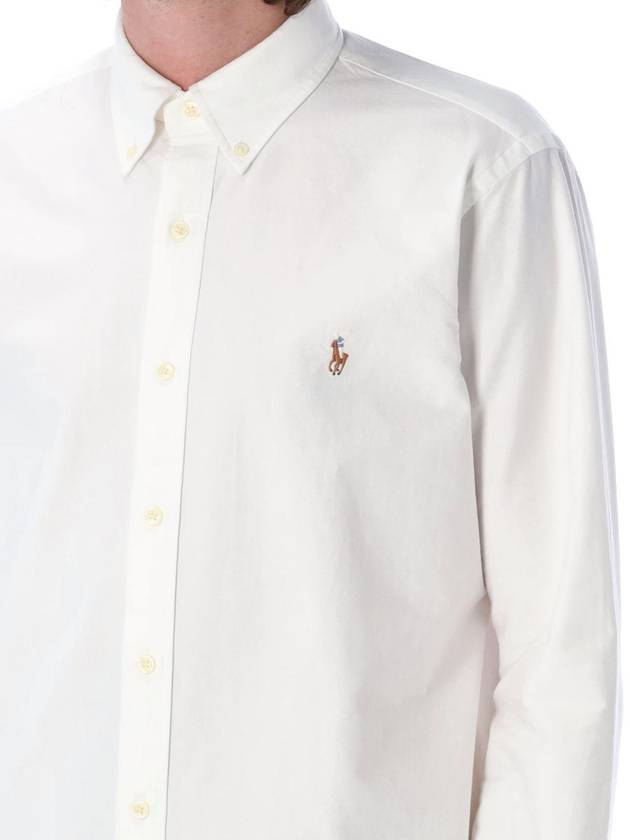 Embroidery Pony Oxford Long Sleeve Shirt White - POLO RALPH LAUREN - BALAAN 4