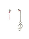 Anchor Asymmetrical Metal Earrings Pink Silver - JW ANDERSON - BALAAN 4