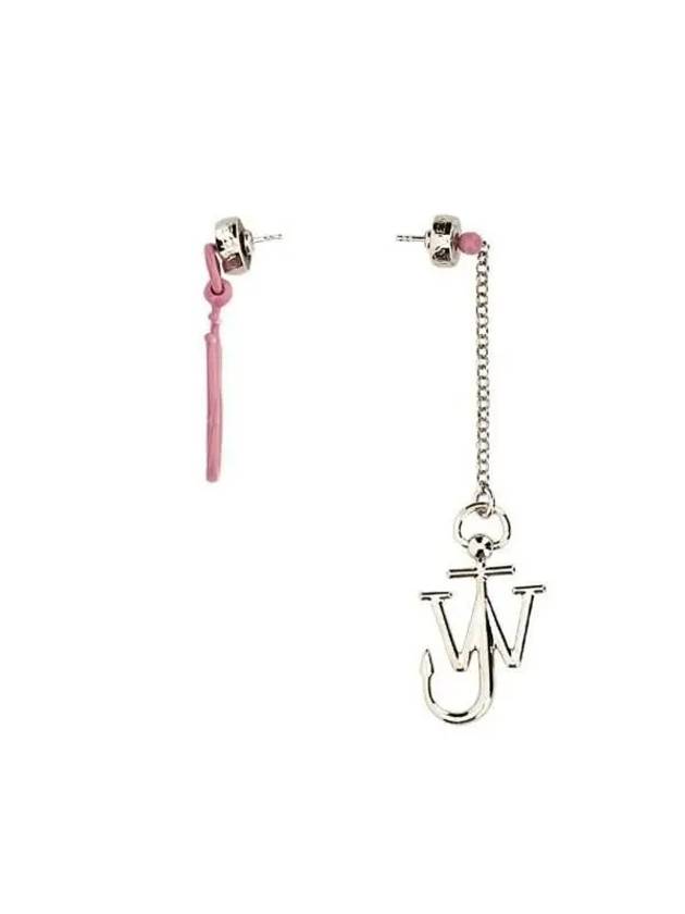 Anchor Asymmetrical Metal Earrings Pink Silver - JW ANDERSON - BALAAN 4