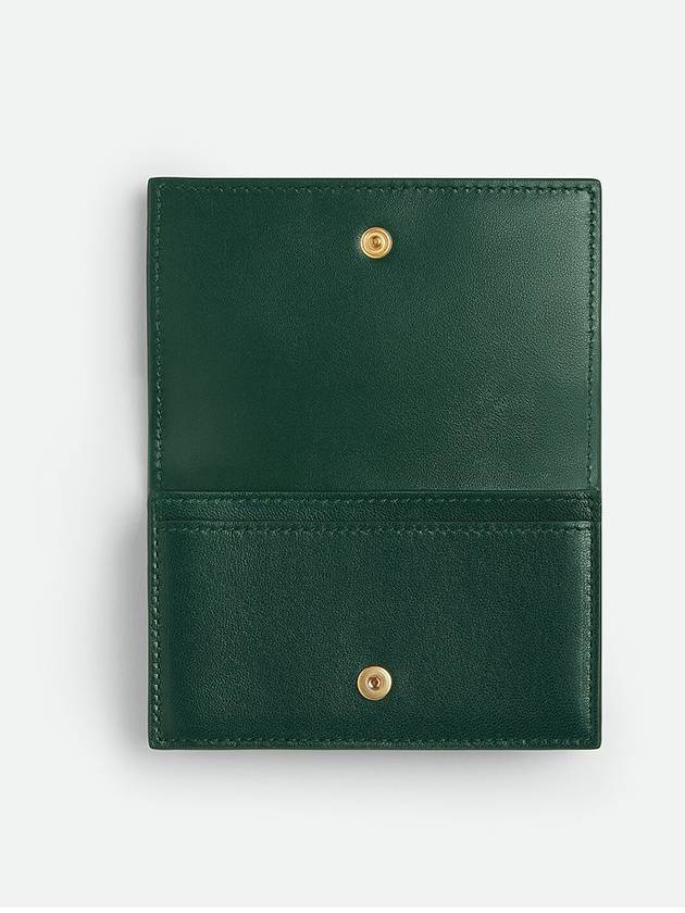 Intrecciato Flap Card Wallet Emerald Green - BOTTEGA VENETA - BALAAN 3