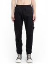 Logo Patch Tapered Cotton Track Pants Black - STONE ISLAND - BALAAN 2