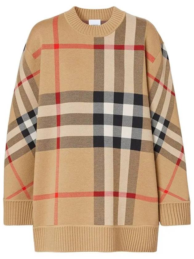 Check Technical Jacquard Wool Knit Top Beige - BURBERRY - BALAAN 2