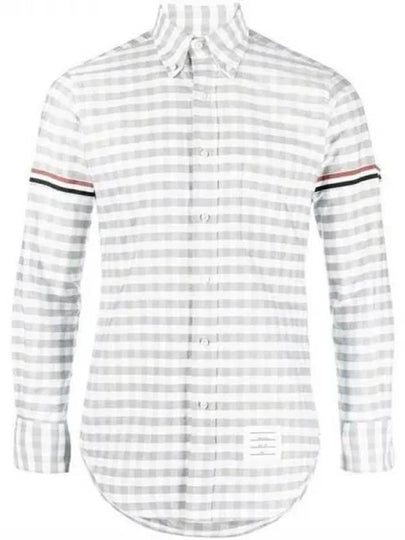 Men's Check Oxford Long Sleeve Shirt Grey - THOM BROWNE - BALAAN 2