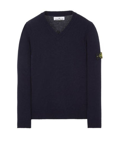 Wappen Patch V Neck Knit Top Navy - STONE ISLAND - BALAAN 2