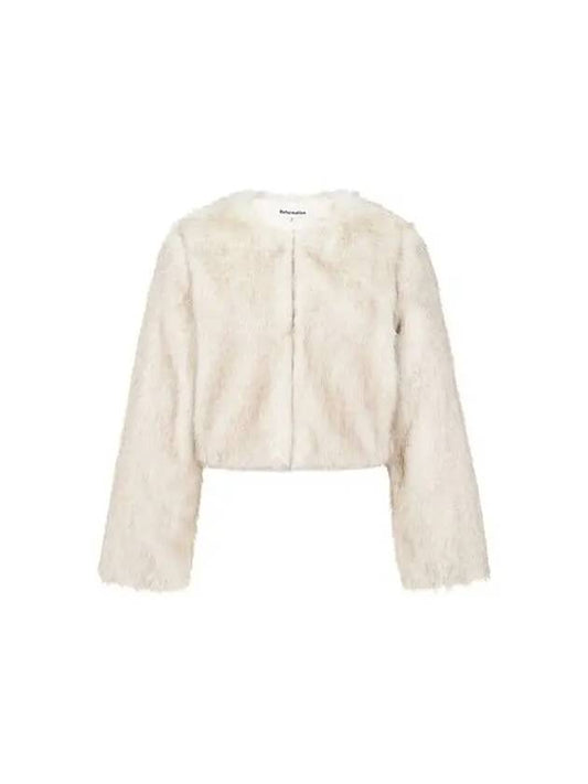 Round neck cropped fur jacket cream 271320 - REFORMATION - BALAAN 1