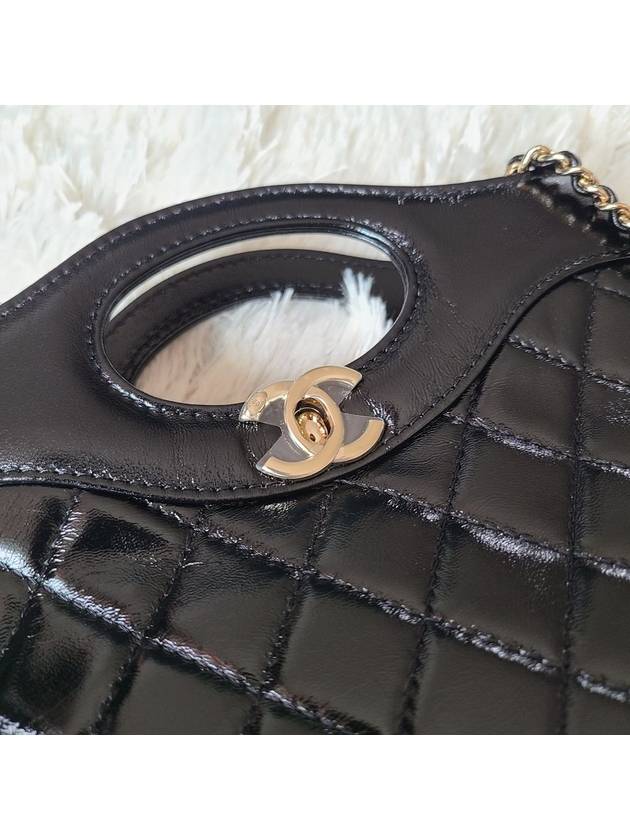 31 Bag Mini Shoulder Shiny Lambskin Gold Black AS4133 - CHANEL - BALAAN 9