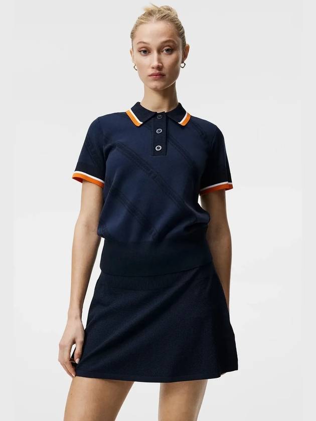 Women's Feline Golf Short Sleeve PK Shirt Navy - J.LINDEBERG - BALAAN 4