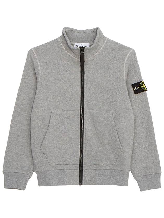 Kids Garment Dyed Cotton Fleece Zip-Up Jacket Grey - STONE ISLAND - BALAAN 1