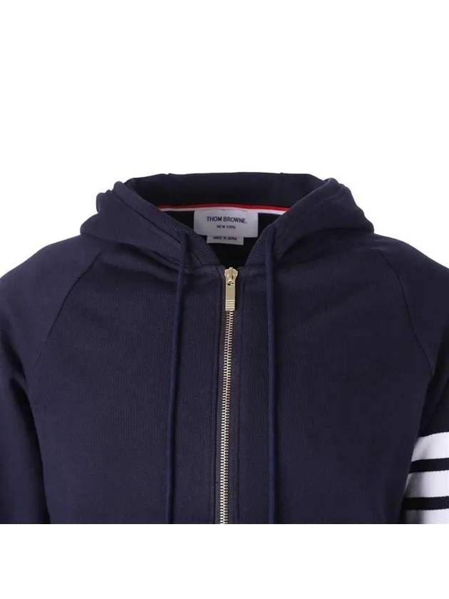 Engineered 4 Bar Diagonal Zip Up Hoodie Navy - THOM BROWNE - BALAAN 4