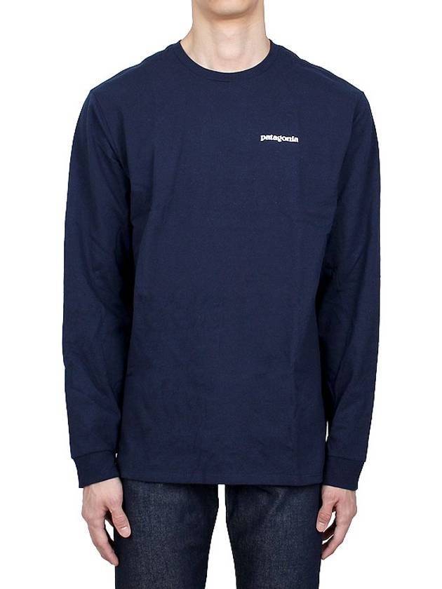 P6 Logo Responsibili Long Sleeve T-Shirt Birch Navy - PATAGONIA - BALAAN 3