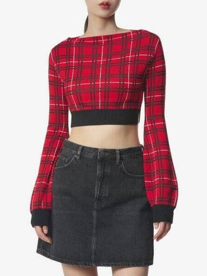 Logo Check Knit Top Red - MARNI - BALAAN 2