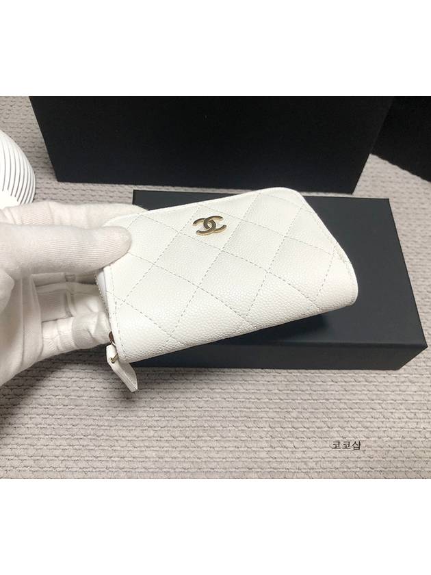 Classic zipper card wallet caviar white AP0216 - CHANEL - BALAAN 6