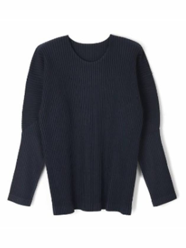 Pleated Long Sleeve T-Shirt Navy - ISSEY MIYAKE - BALAAN 2