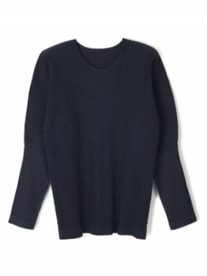 Pleated Long Sleeve T-Shirt Navy - ISSEY MIYAKE - BALAAN 2