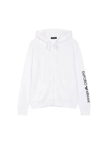 UNDERWEAR Women's Embroidered Logo Lounge Hooded Zipup White 270745 - EMPORIO ARMANI - BALAAN 1